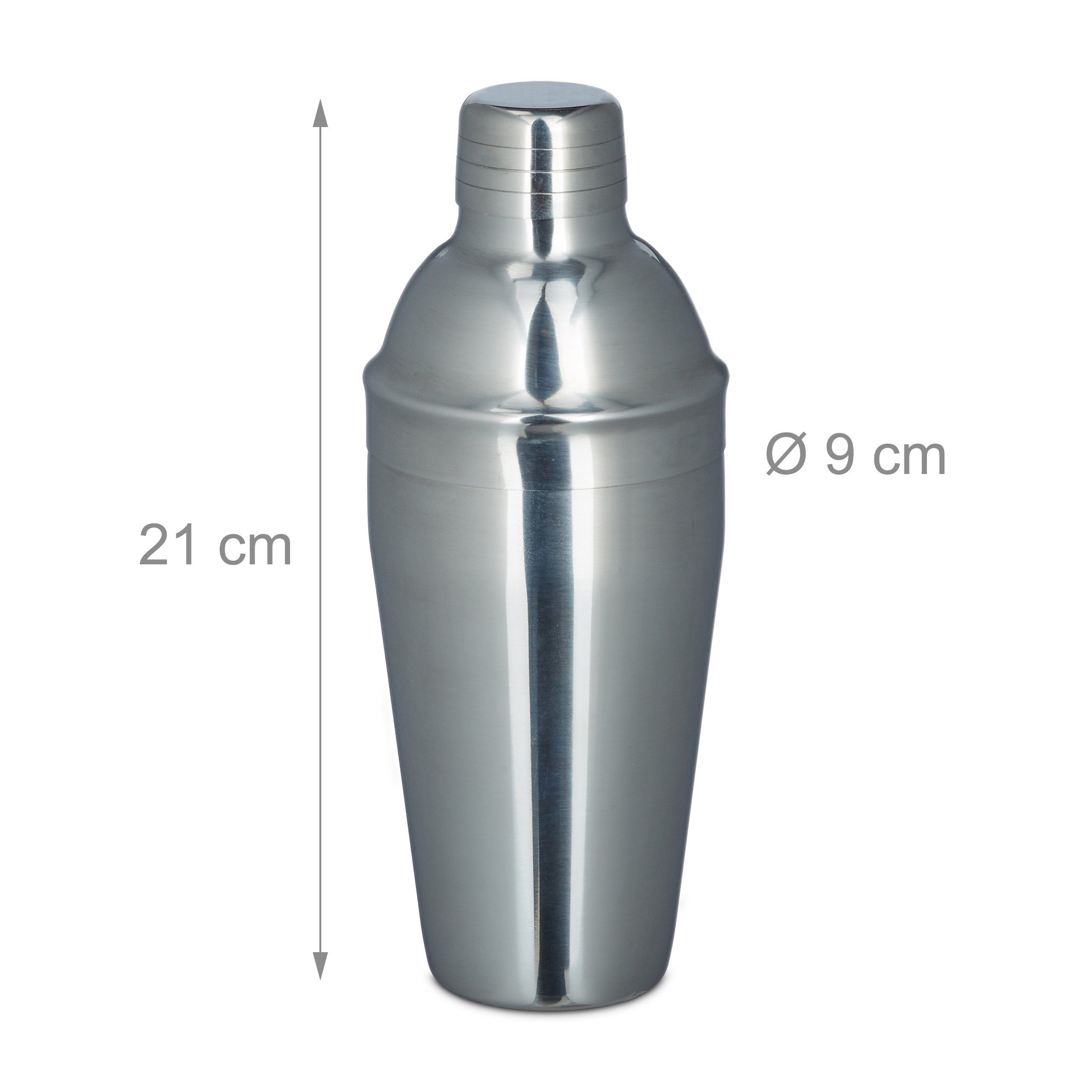 relaxdays Cocktail Shaker Cocktailset Edelstahl 5-teilig, Edelstahl