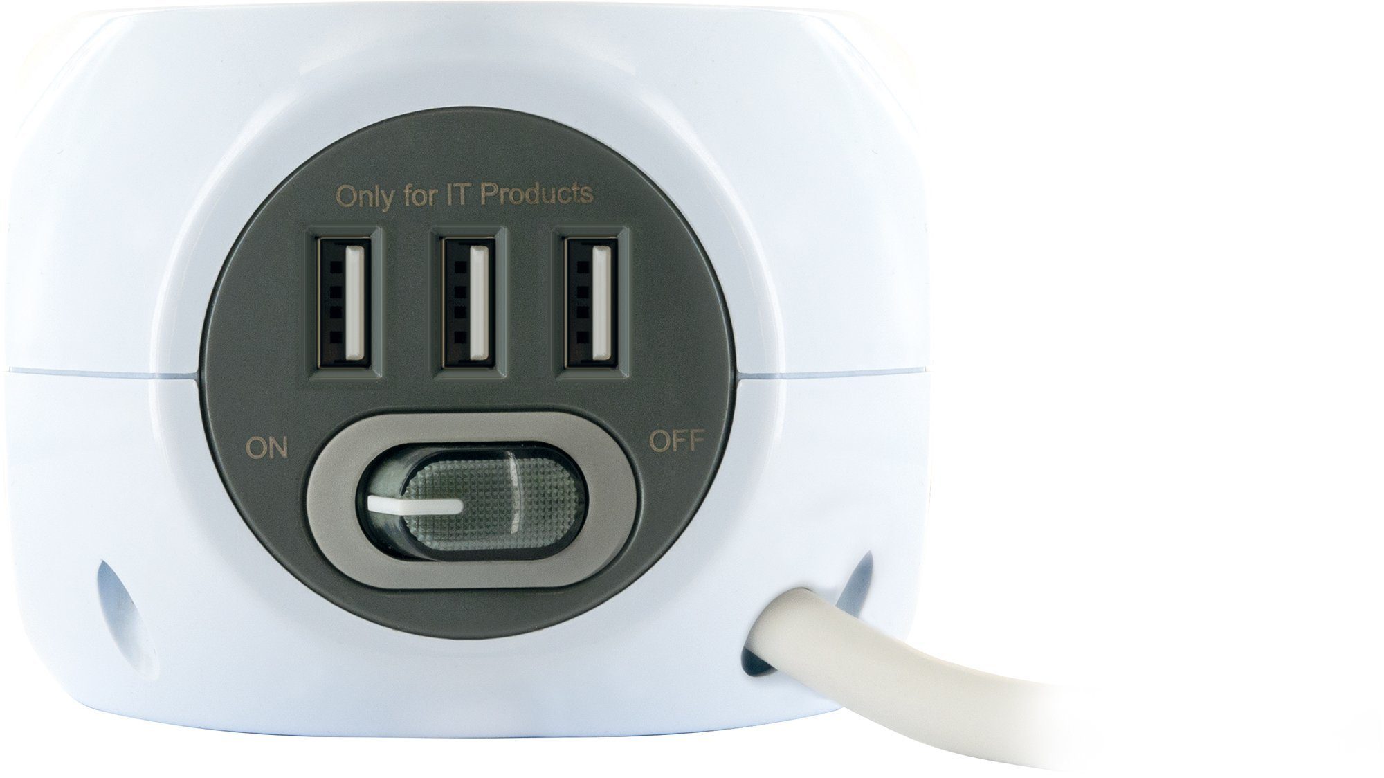Schwaiger 661507 Mehrfachsteckdose 6-fach (3 Steckdosen, 3 USB Buchsen, Kabellänge 1.4 m), in Würfelform