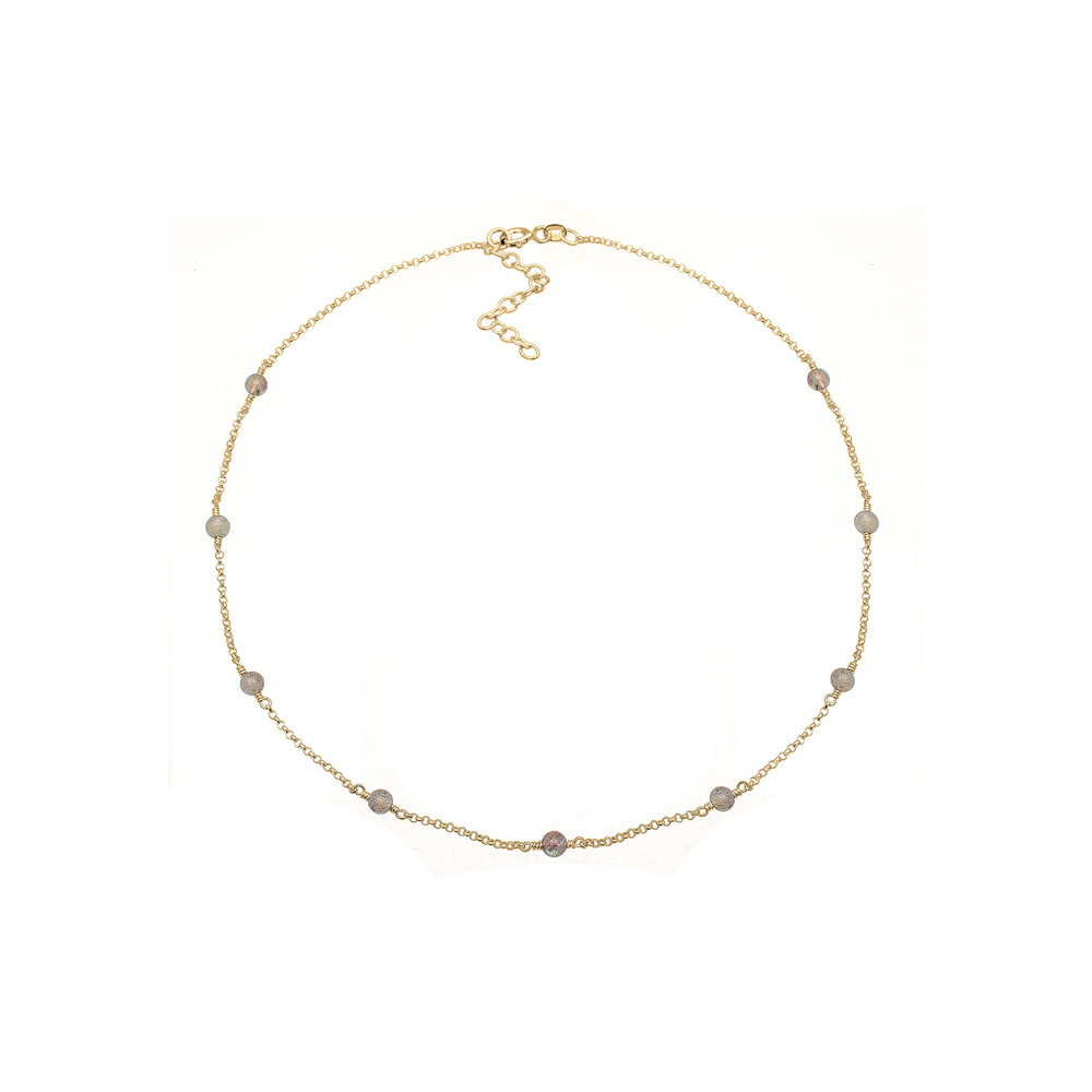 Elli Elli Collier Chaîne à pois pour dames Balles de Labradorite Boho 925 Argent collier