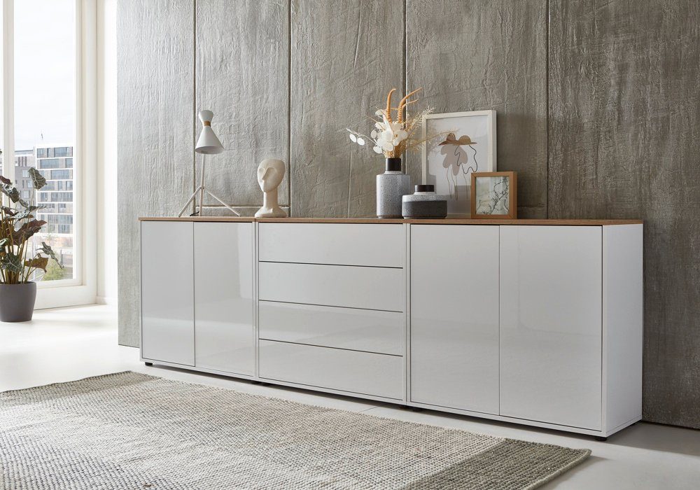 moebel-dich-auf Sideboard BEN Set 5 (4 Türen & 4 Schubkästen, in verschiedenen Farben), Push-to-open-Funktion