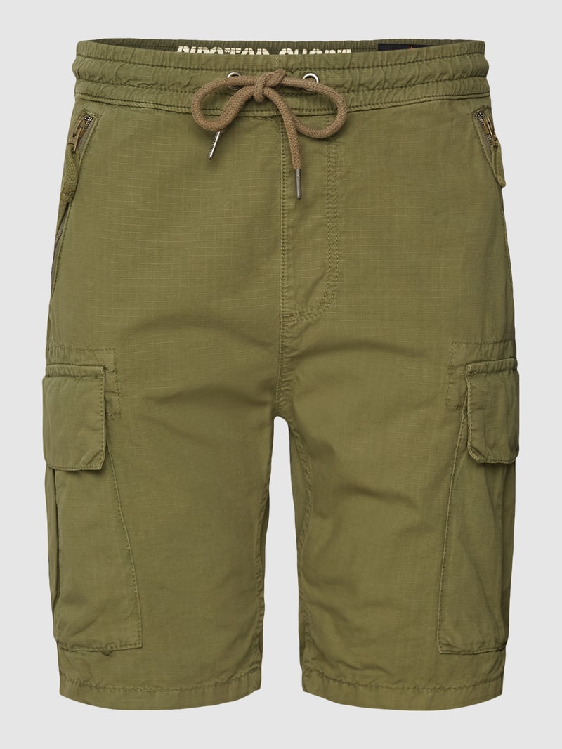 Bermudas aus Baumwolle mit Label-Details Modell 'RIBSTOP' in olivgrün