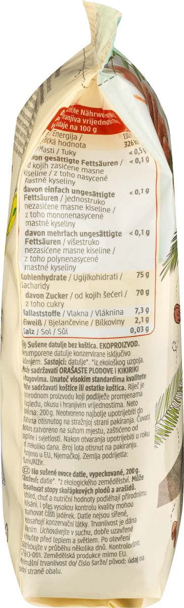Trockenfrüchte, Datteln entsteint, 200 g