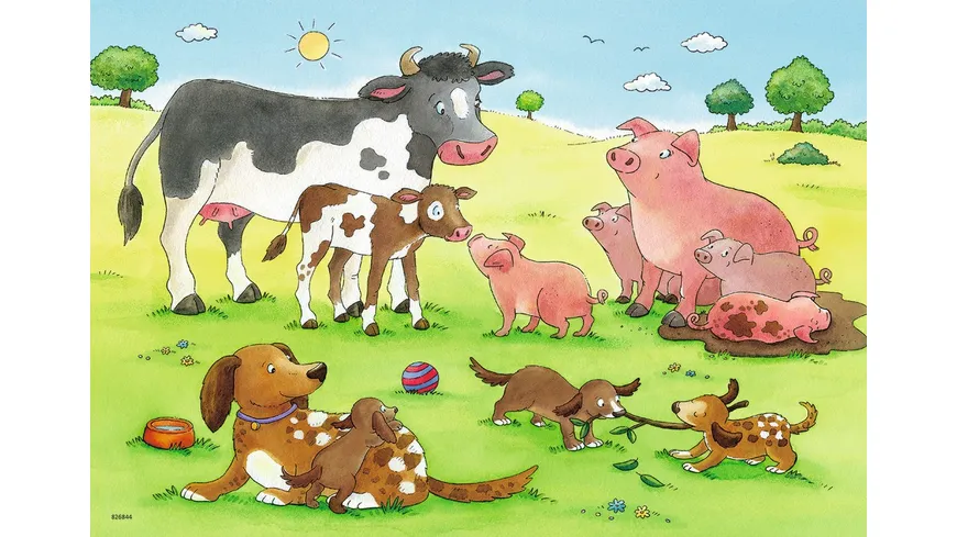 Ravensburger Puzzle - Glückliche Tierfamilien, 2 x 12 Teile