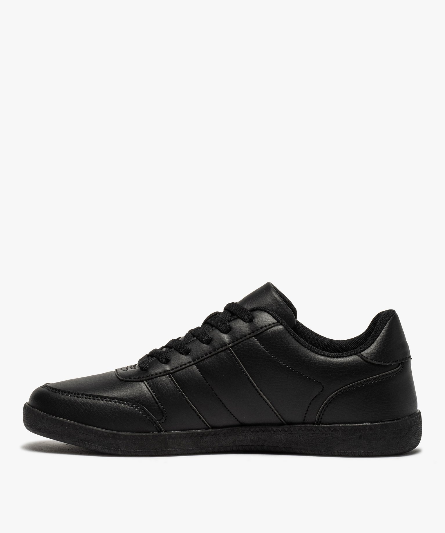 Baskets homme unies à lacets style rétro noir | GEMO