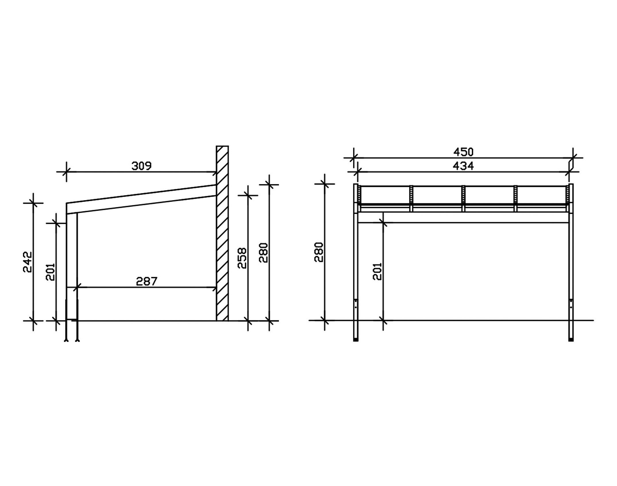 Skanholz Terrassendach Novara, BxT: 450x309 cm, Bedachung Doppelstegplatten, BxT: 450x309 cm