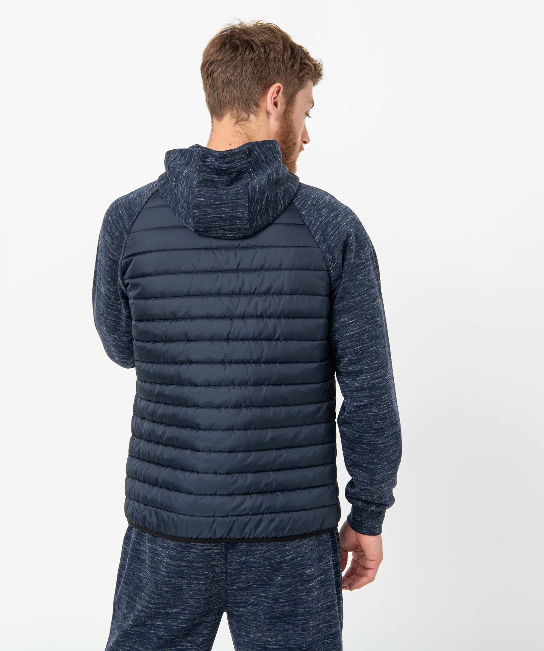 Sweat homme à capuche bi-matières bleu | GEMO