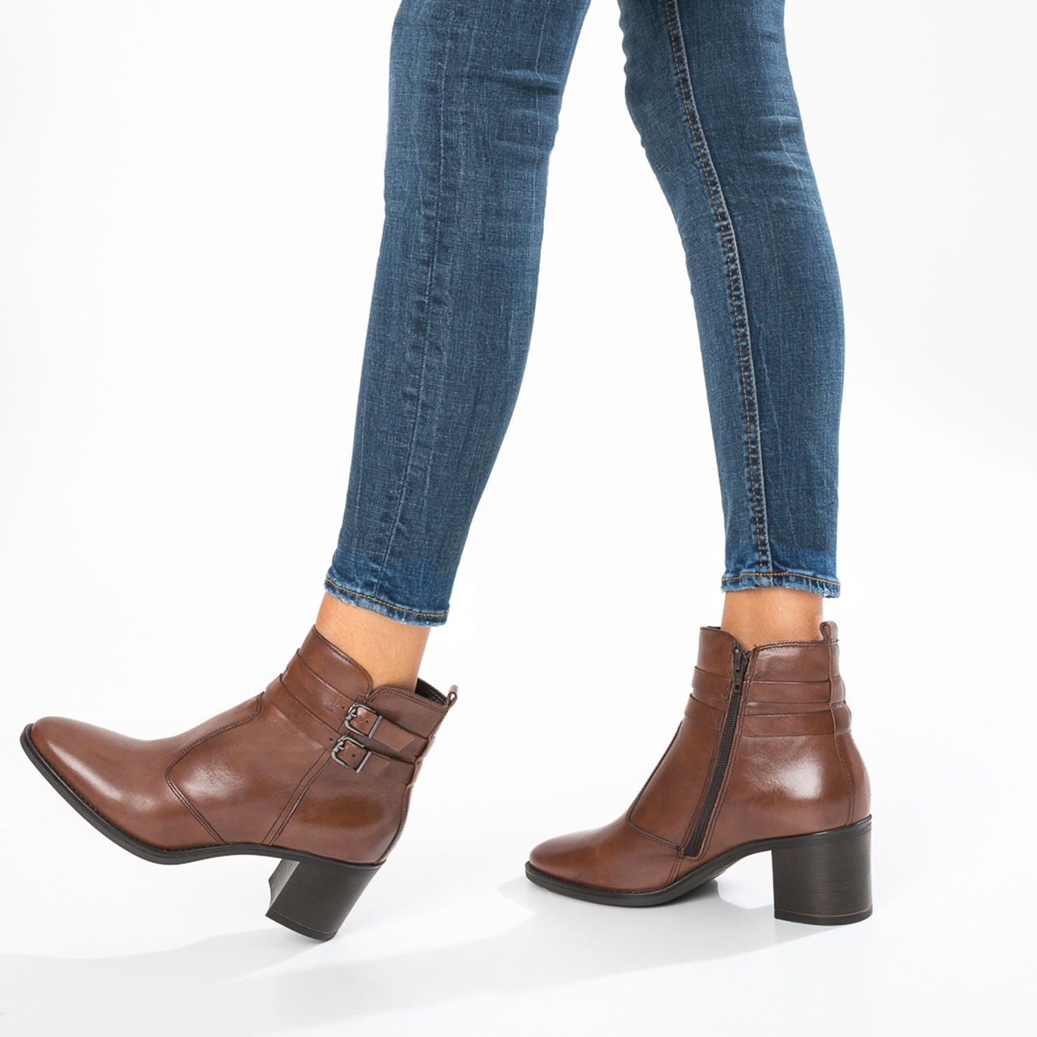 Boots cognac en cuir éco-conçu