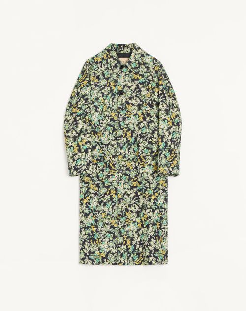 Valentino enkeltradet bomuldsfrakke med blomsterprint i papir