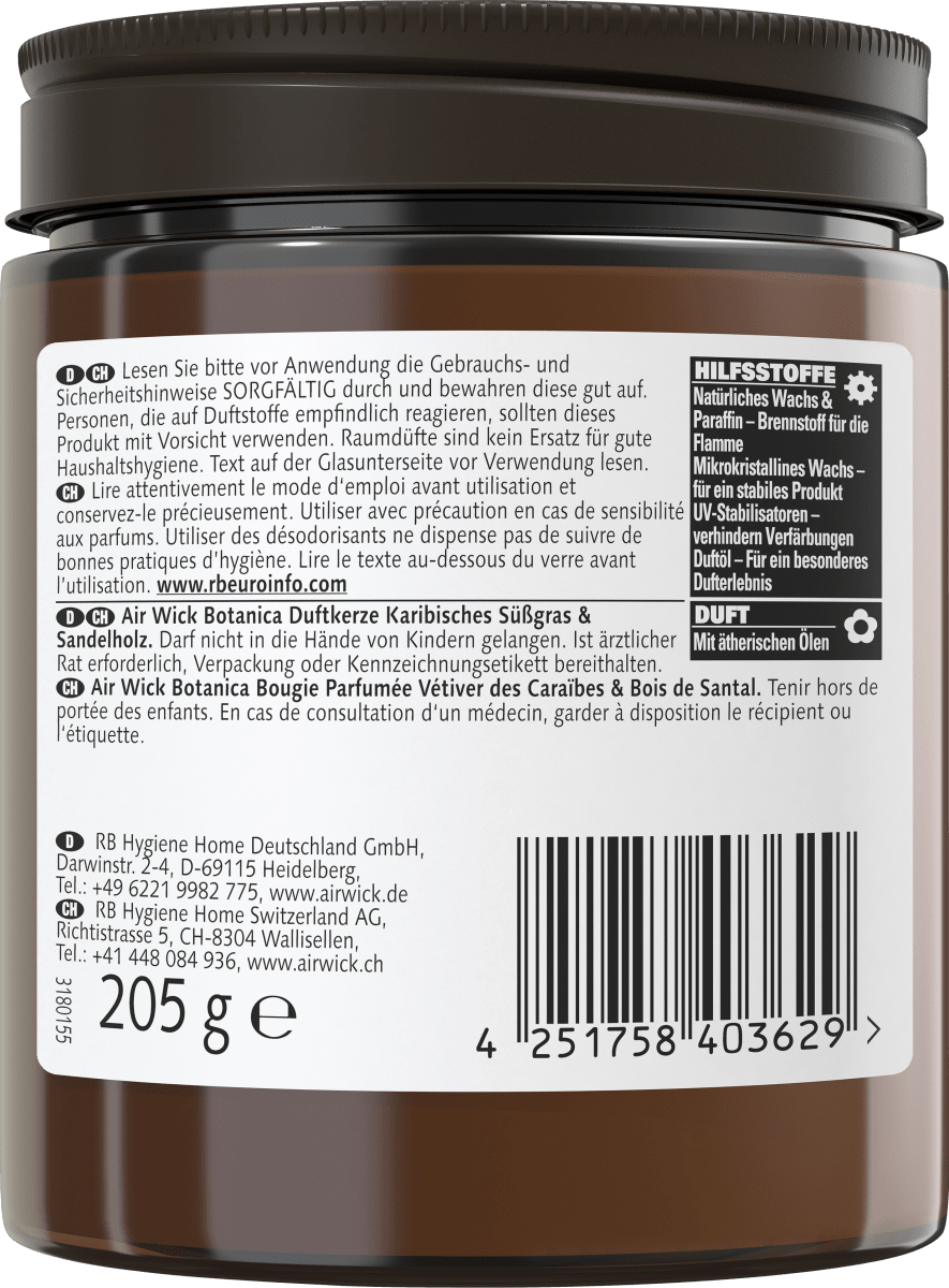 Duftkerze im Glas Karibisches Süßgras & Sandelholz 205g, 1 St