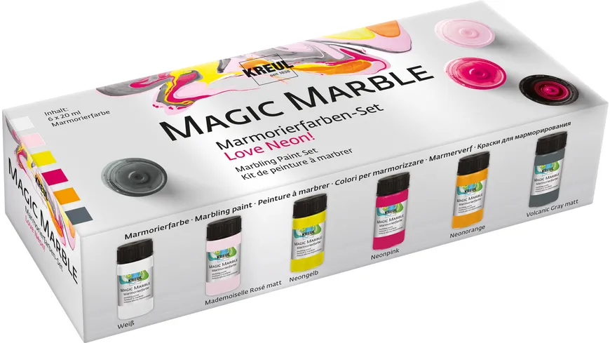 KREUL Magic Marble Marmorierfarben 6er Set Neon Love 120 ml