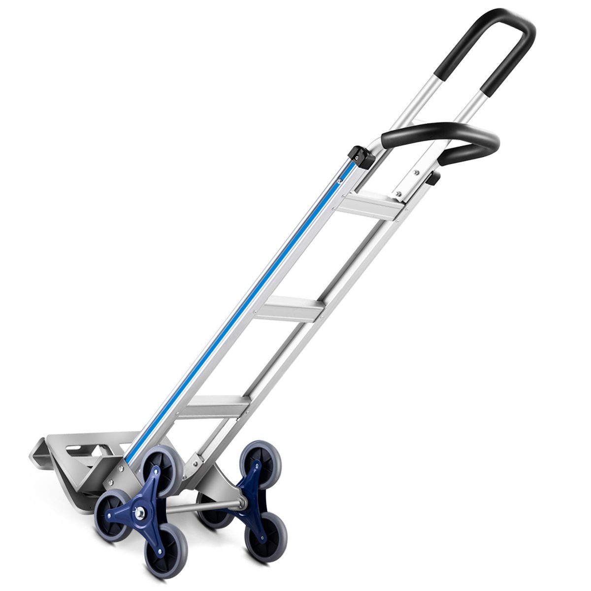 COSTWAY Treppensackkarre, mit 2 Griffen & 6 Rädern bis 250kg, Alu 152x51x46cm