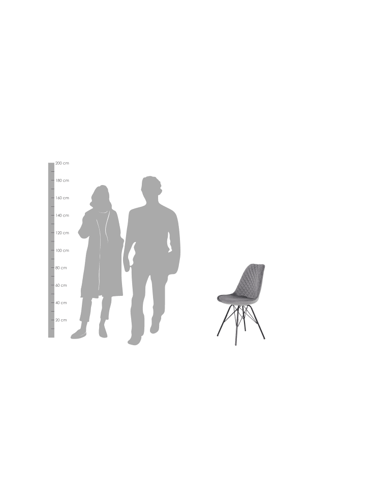 byLiving 2er-Set: Esszimmerstuhl Rica in Grau - 48,5 (B) x 55 (L) x 85 (H) cm günstig kaufen onesize