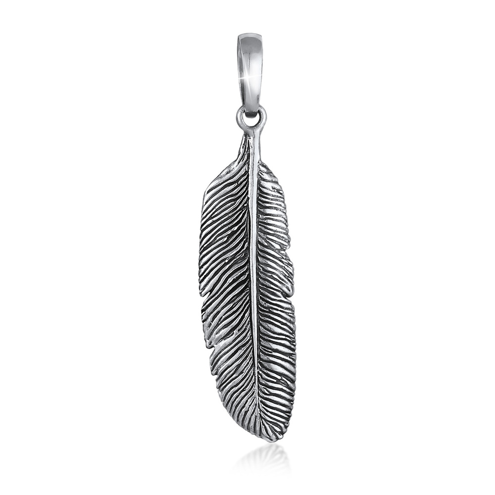 KUZZOI KUZZOI Pendentif Pendentif pour homme en argent 925 avec plume symbole du style B Pendentif