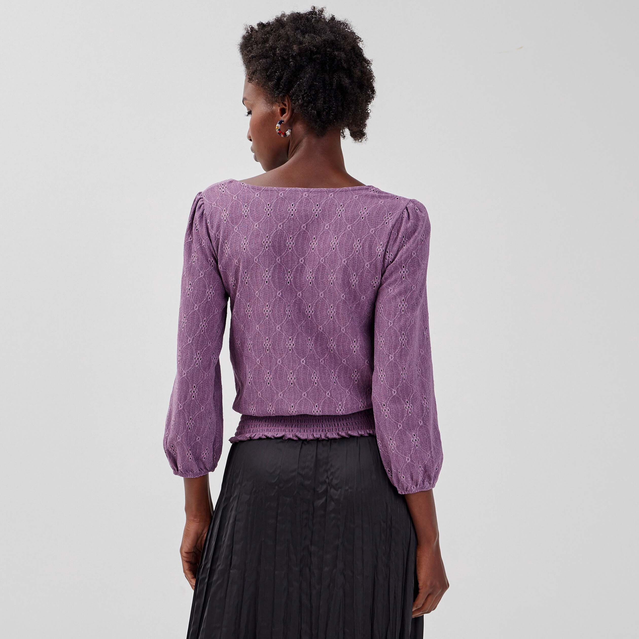 T-shirt manches longues violet femme | Cache Cache