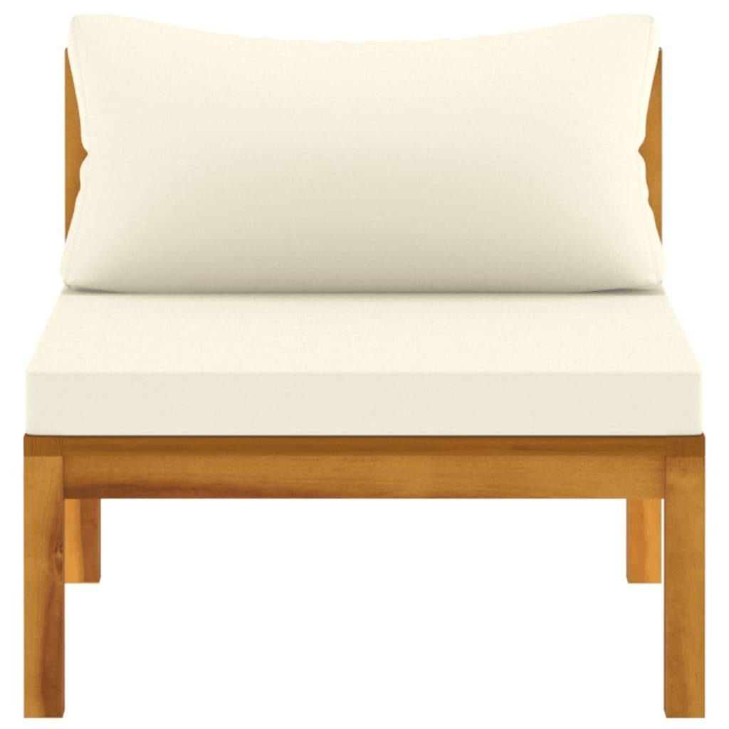 vidaXL Loungesofa 2-tlg. Sofagarnitur mit Cremeweißen Kissen Massivholz Akazie, 1 Teile