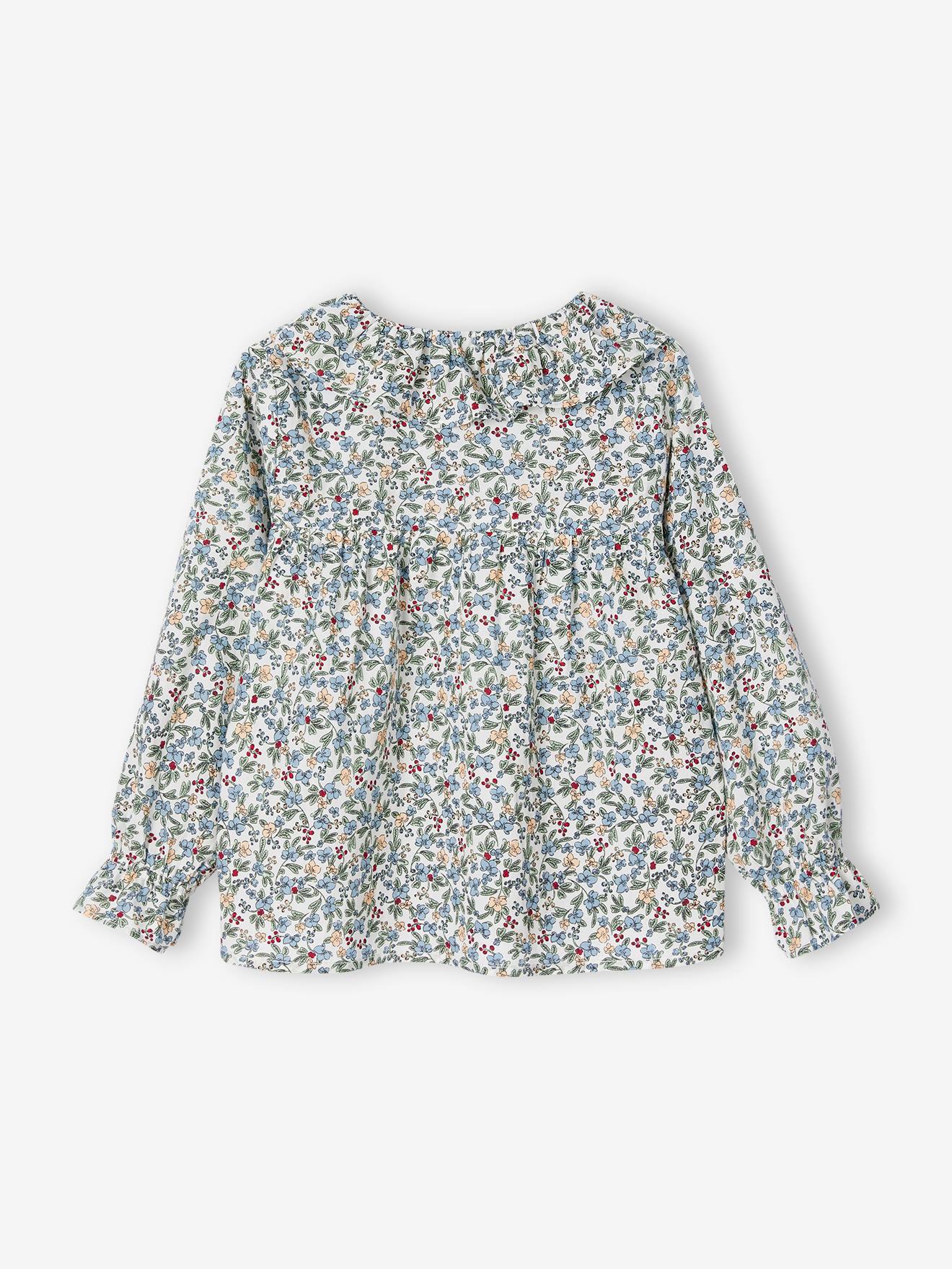 Vertbaudet Mädchen Bluse mit Blumen - pfirsich