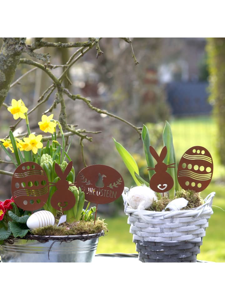 UNUS 5er Set Gartenstecker Rost Ostern in Braun günstig kaufen onesize