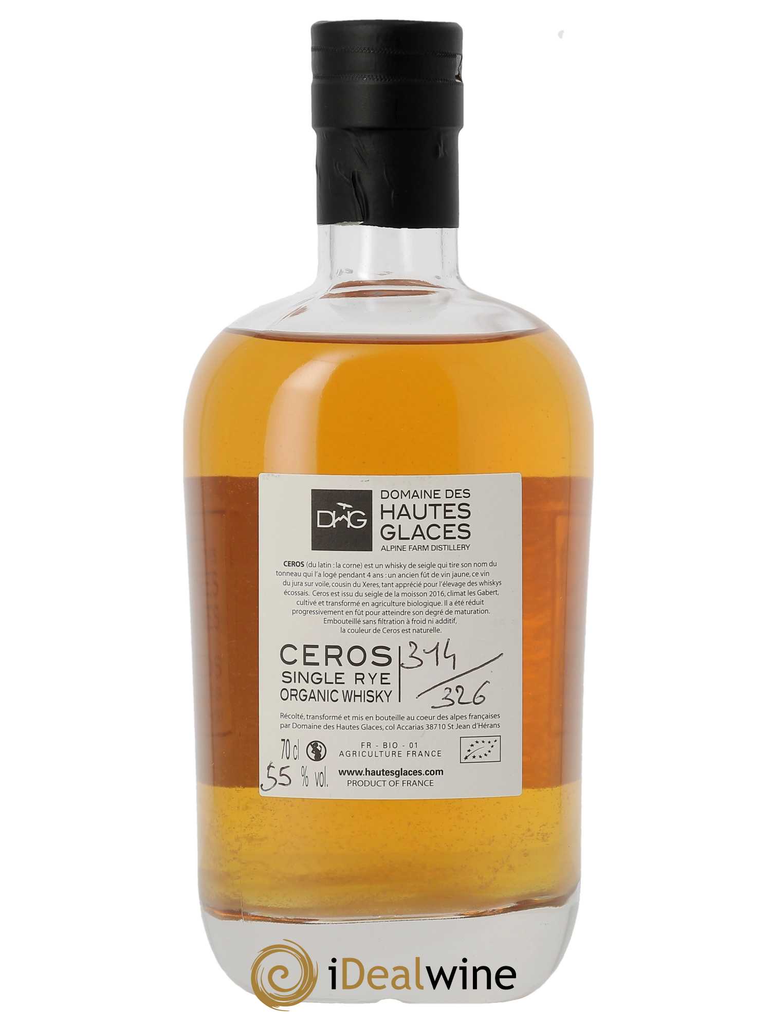 Whisky Hautes Glaces Moissons Ceros Climatic vatting Organic Single Rye (70cl)  - Lot de 1 Bouteille