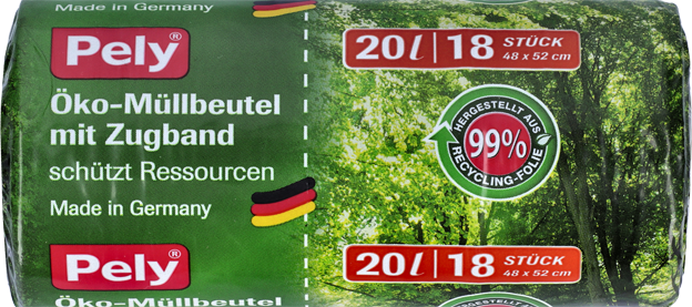 Pely Öko-Müllbeutel mit Zugband 20L