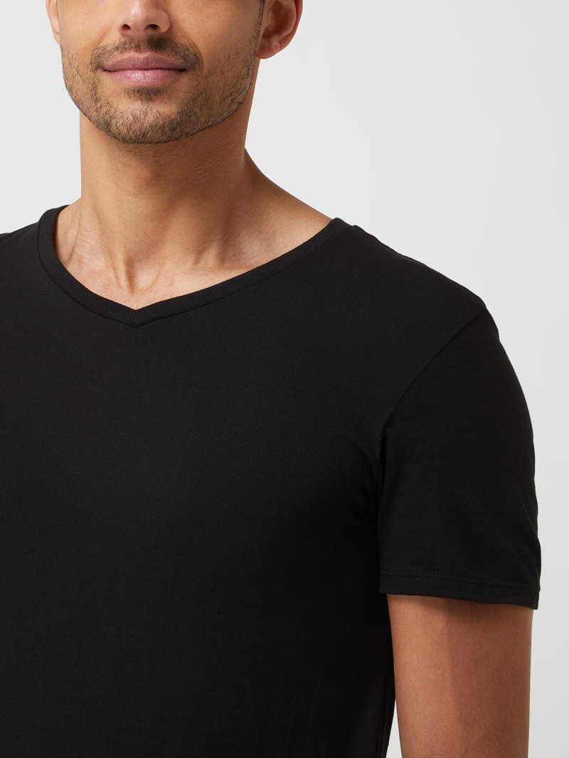 T-Shirt aus Baumwolle im 3er-Pack in schwarz