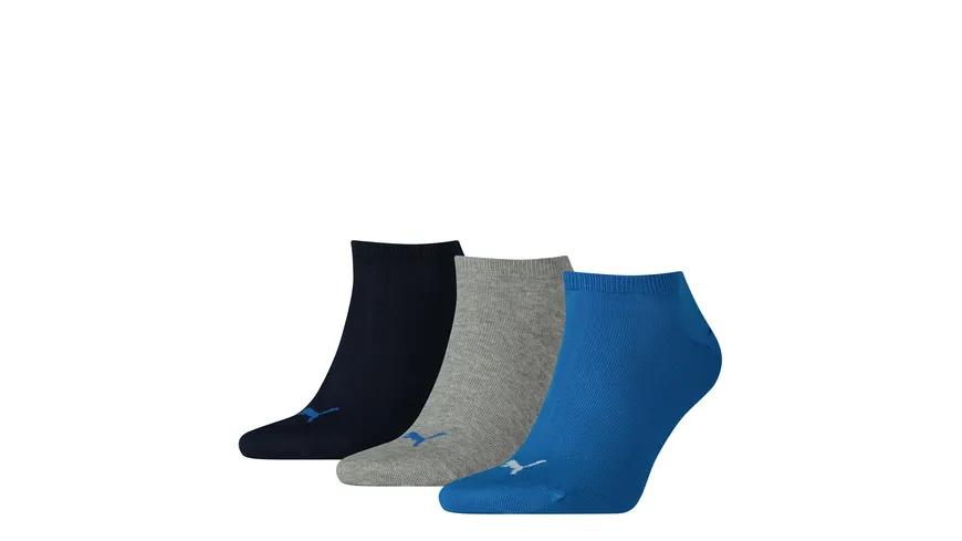 PUMA Unisex Sneaker Socken Plain 3er Pack blue / grey melange