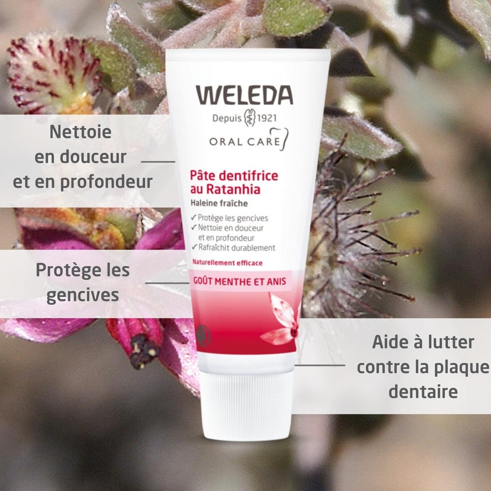 WELEDA Duo Pâte dentifrice au Ratanhia - 2 x 75 ml Dentaires