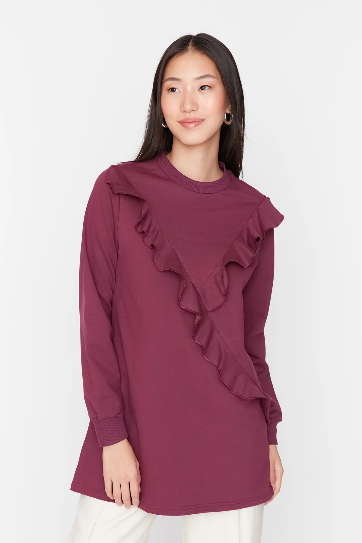 Trendyol Modest  Lila Stricktunika mit Rüschendetail TCTAW23UK00052