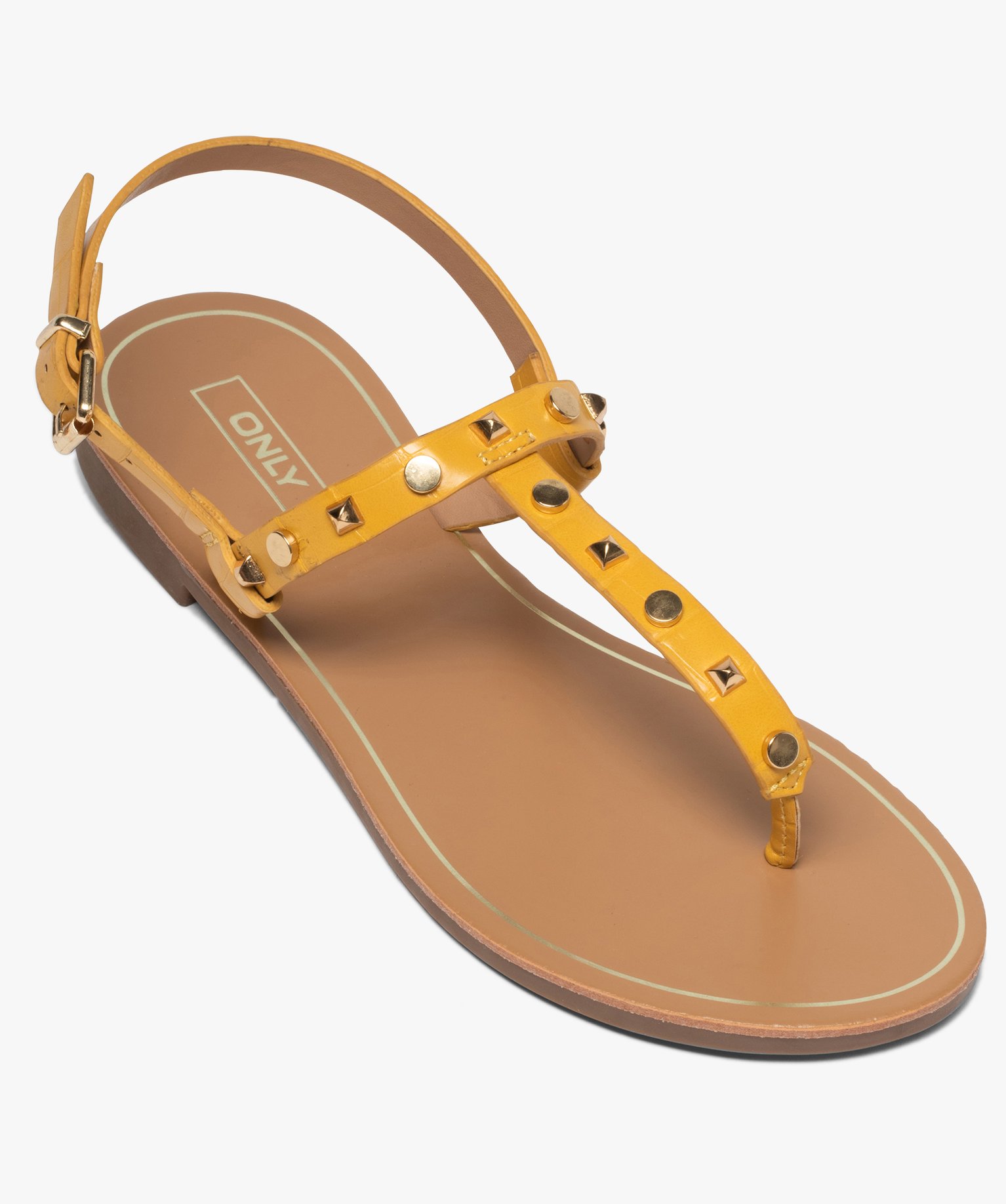 Sandales femme à entre-doigts avec clous décoratifs - Only jaune | GEMO