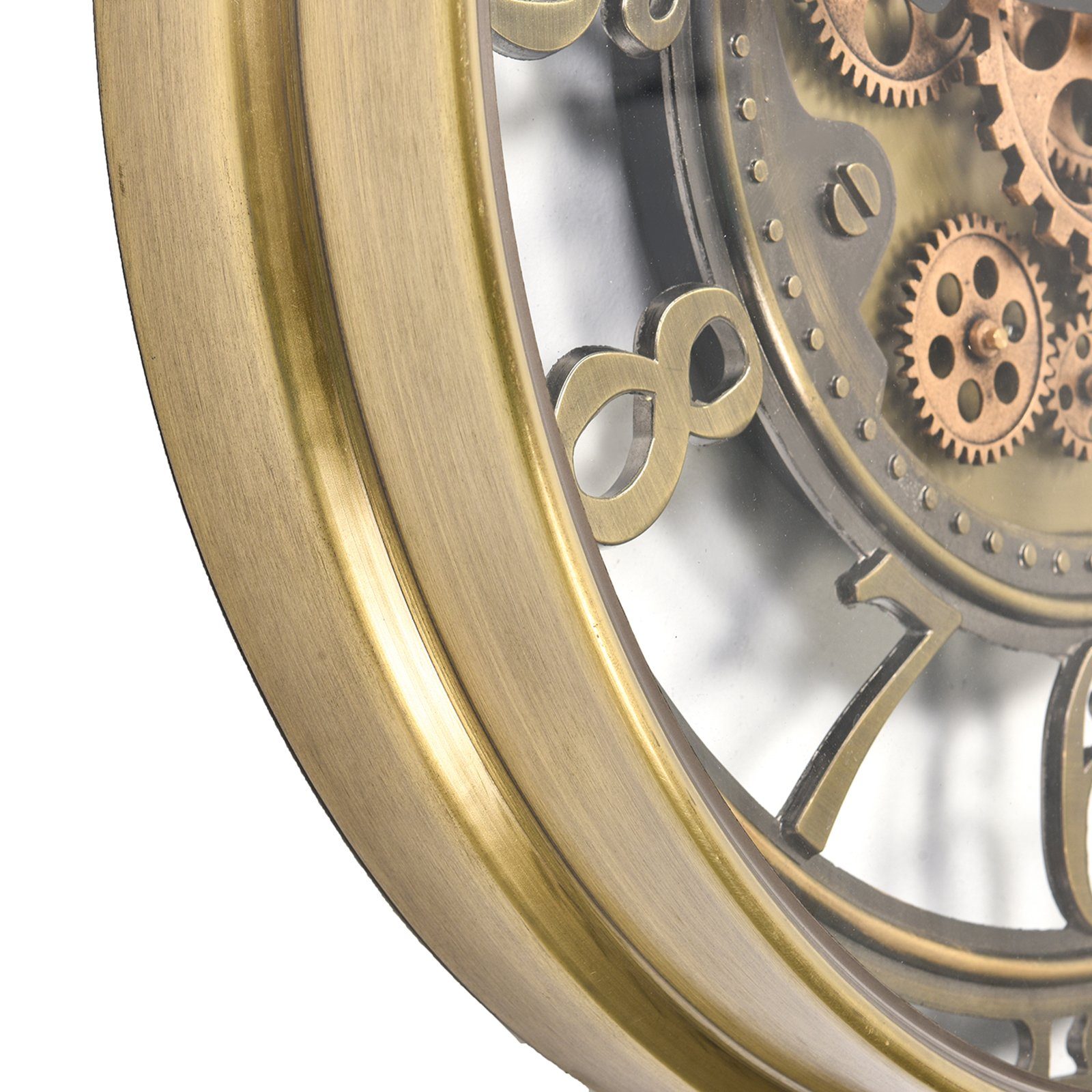Samilito Uhr Wanduhr mit echtem Bewegungsgetriebe Zahnrädern in Gold
