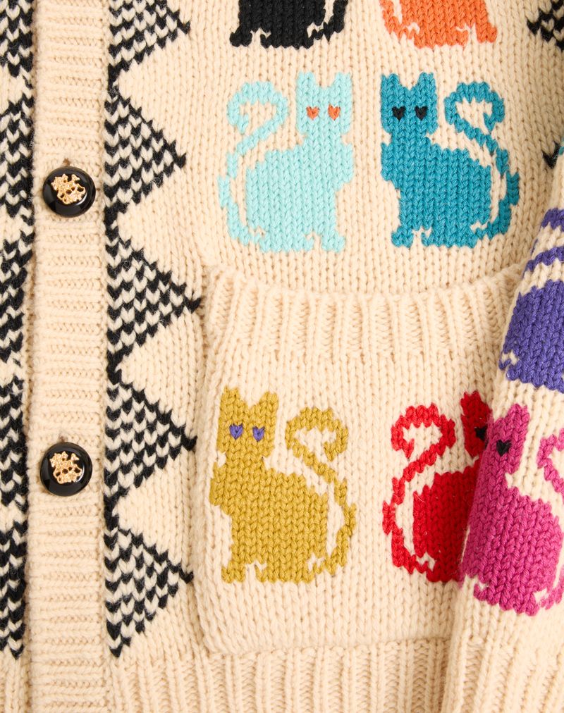 Valentino wollen vest met Le Chat De La Maison jacquardpatroon
