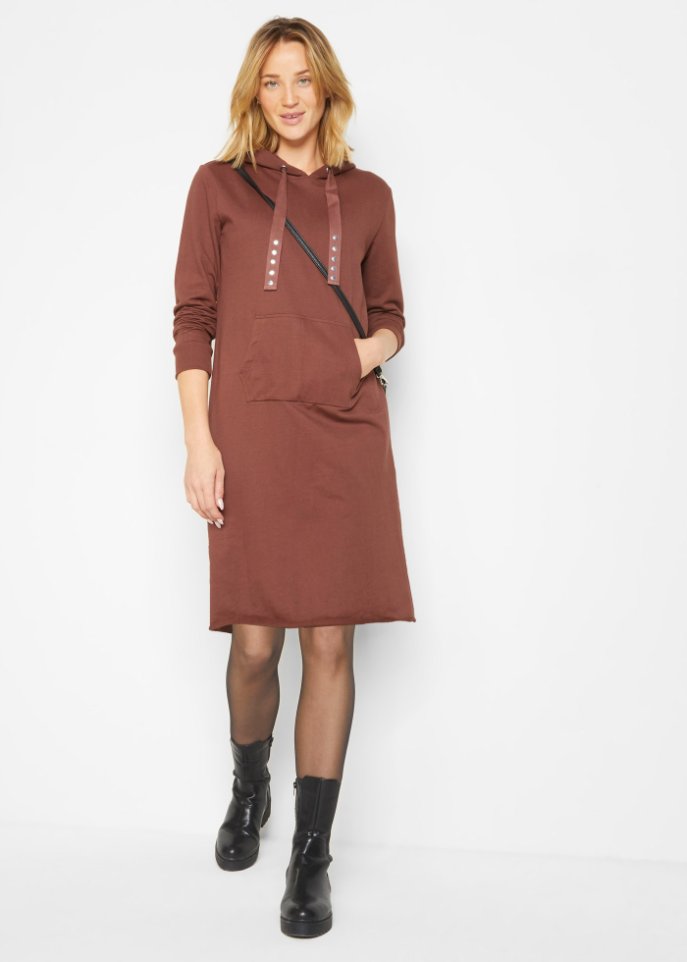 Baumwoll-Sweatkleid mit Kängurutasche