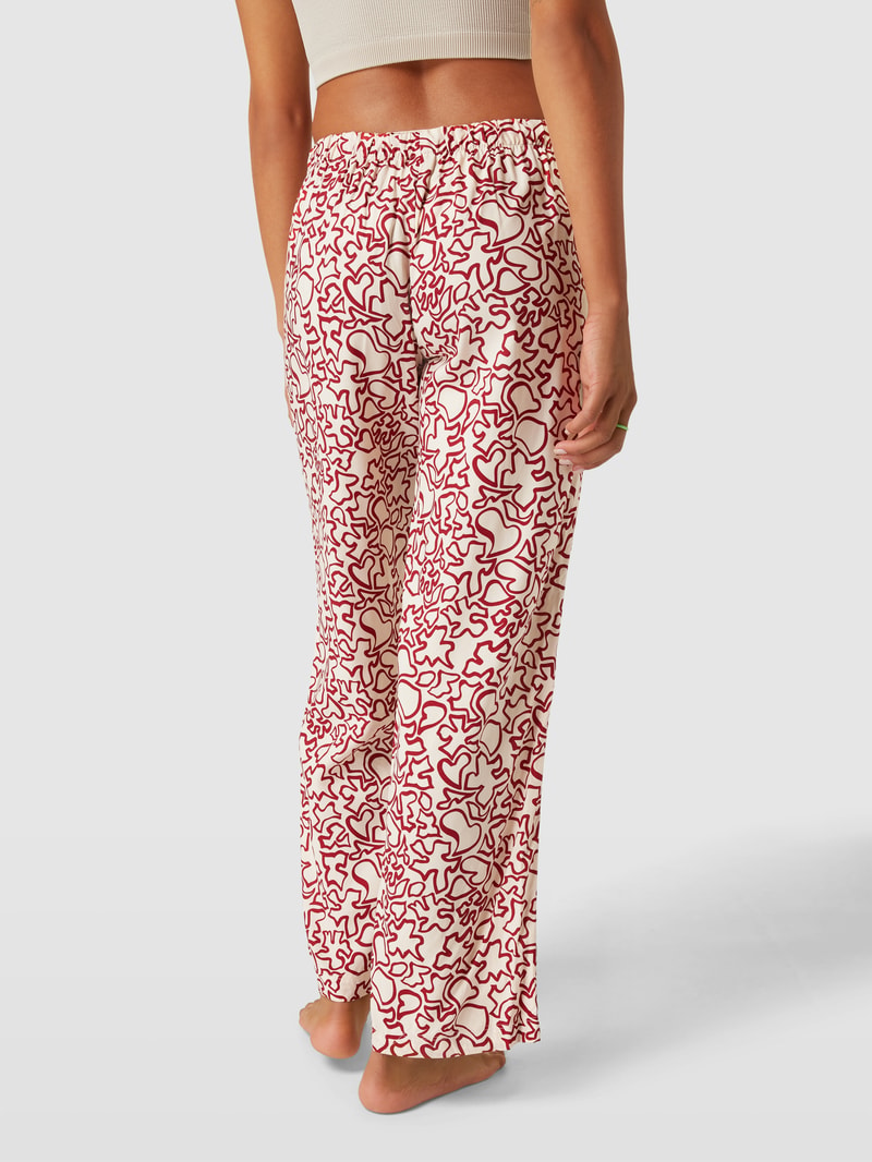 Pyjama-Hose mit Allover-Muster in dunkelrot