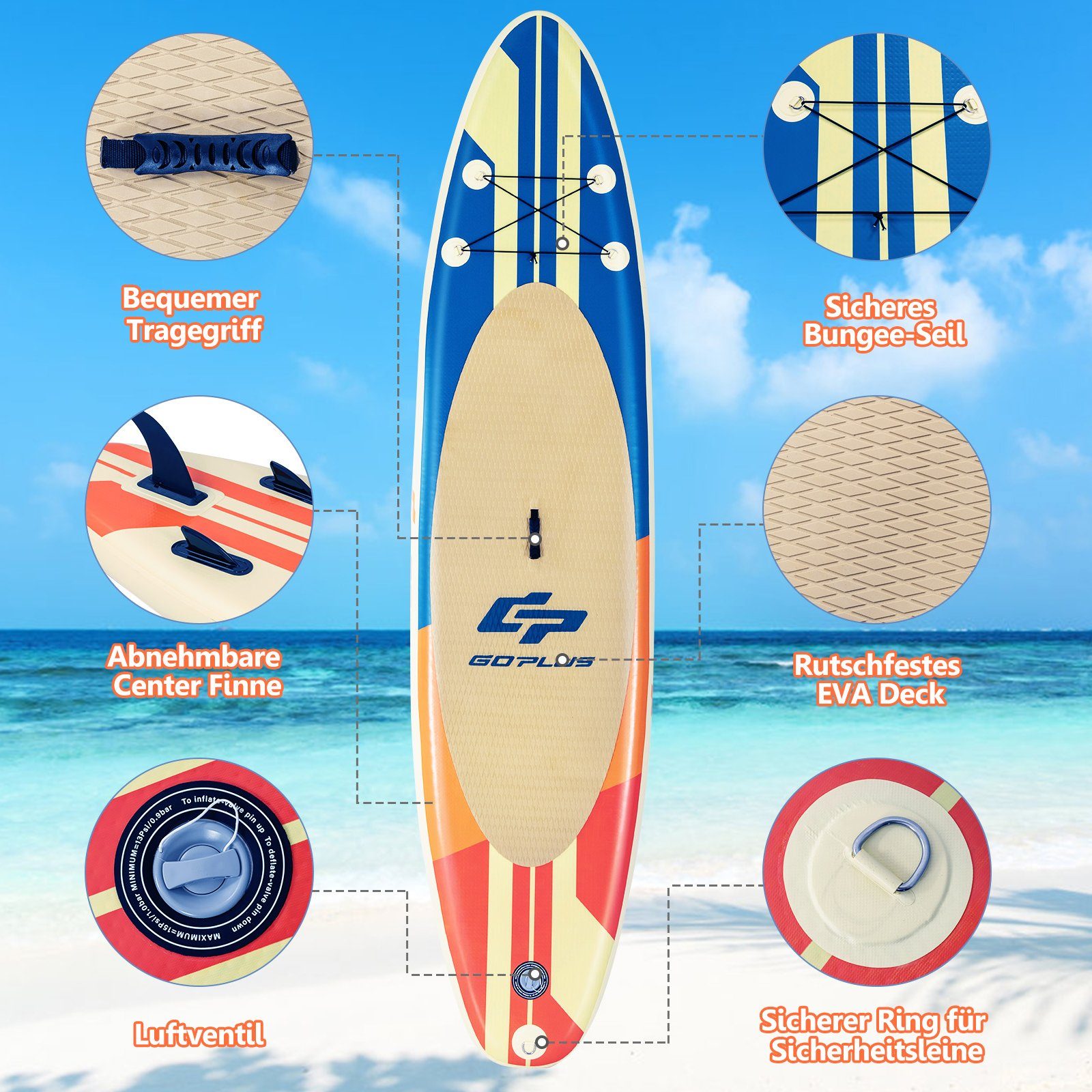 COSTWAY SUP-Board aufblasbar Stand Up Paddle Board, 320cm, bis 150kg
