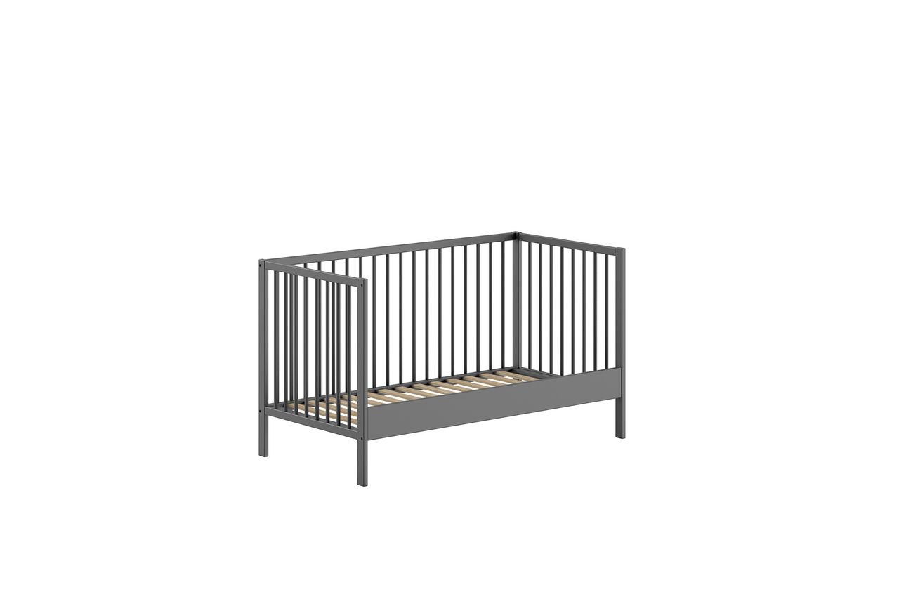 VIPACK Vipack - DINO Baby-/Juniorbett 70 x 140 cm, höhenverst. Lattenrost, Buche massiv anthrazit lackiert