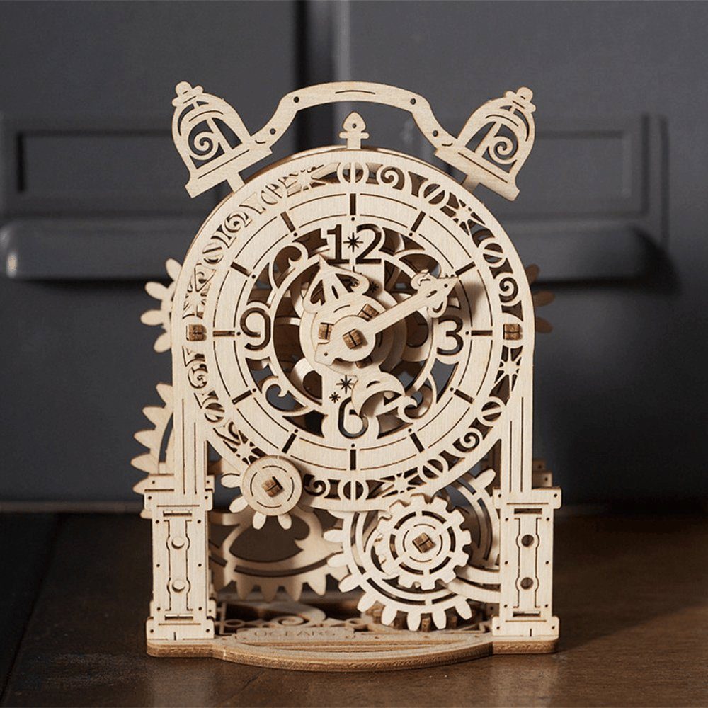 UGEARS 3D-Puzzle Mechanischer Modellbausatz Vintage-Wecker 3D Puzzle, 43 Puzzleteile, Holzbausatz zum Selberbauen