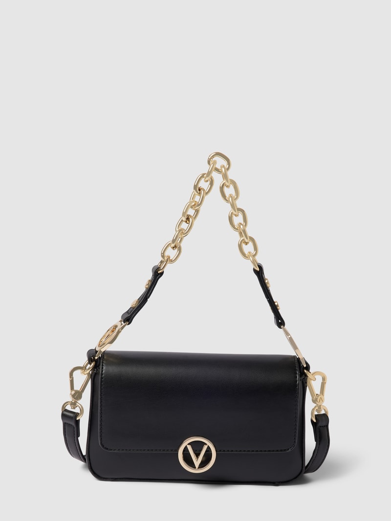 Schultertasche mit Label-Detail Modell 'JULY' in schwarz