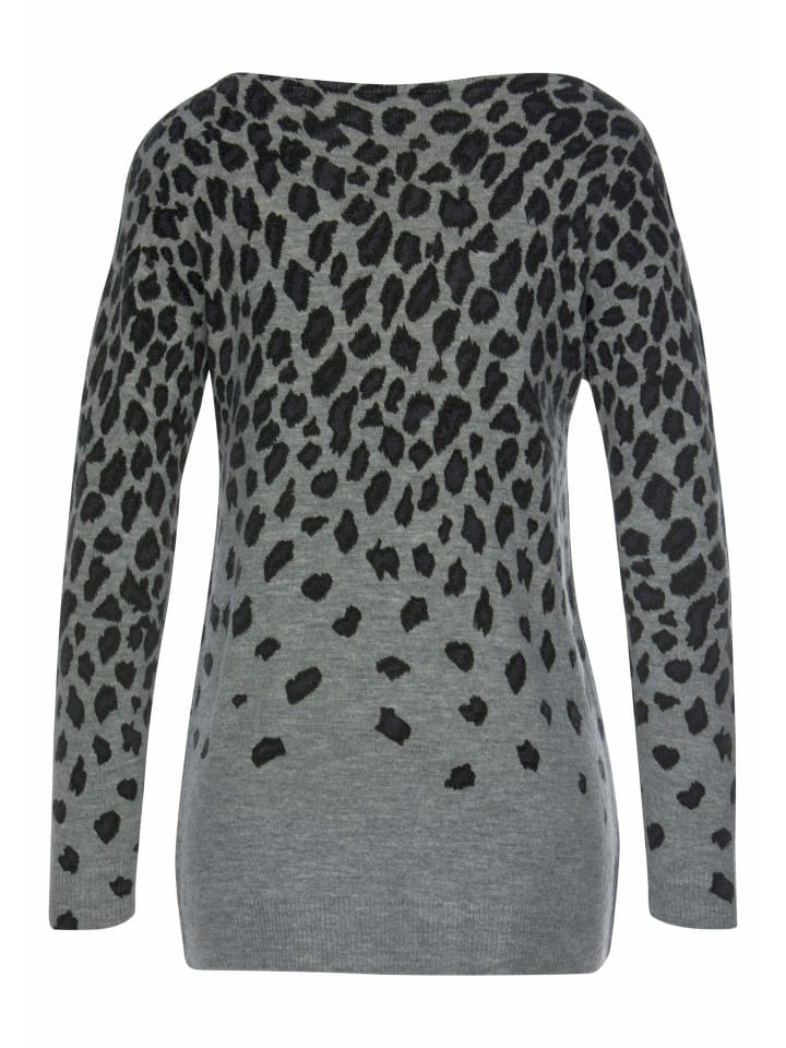 LASCANA Strickpullover in grau-meliert-leo günstig kaufen