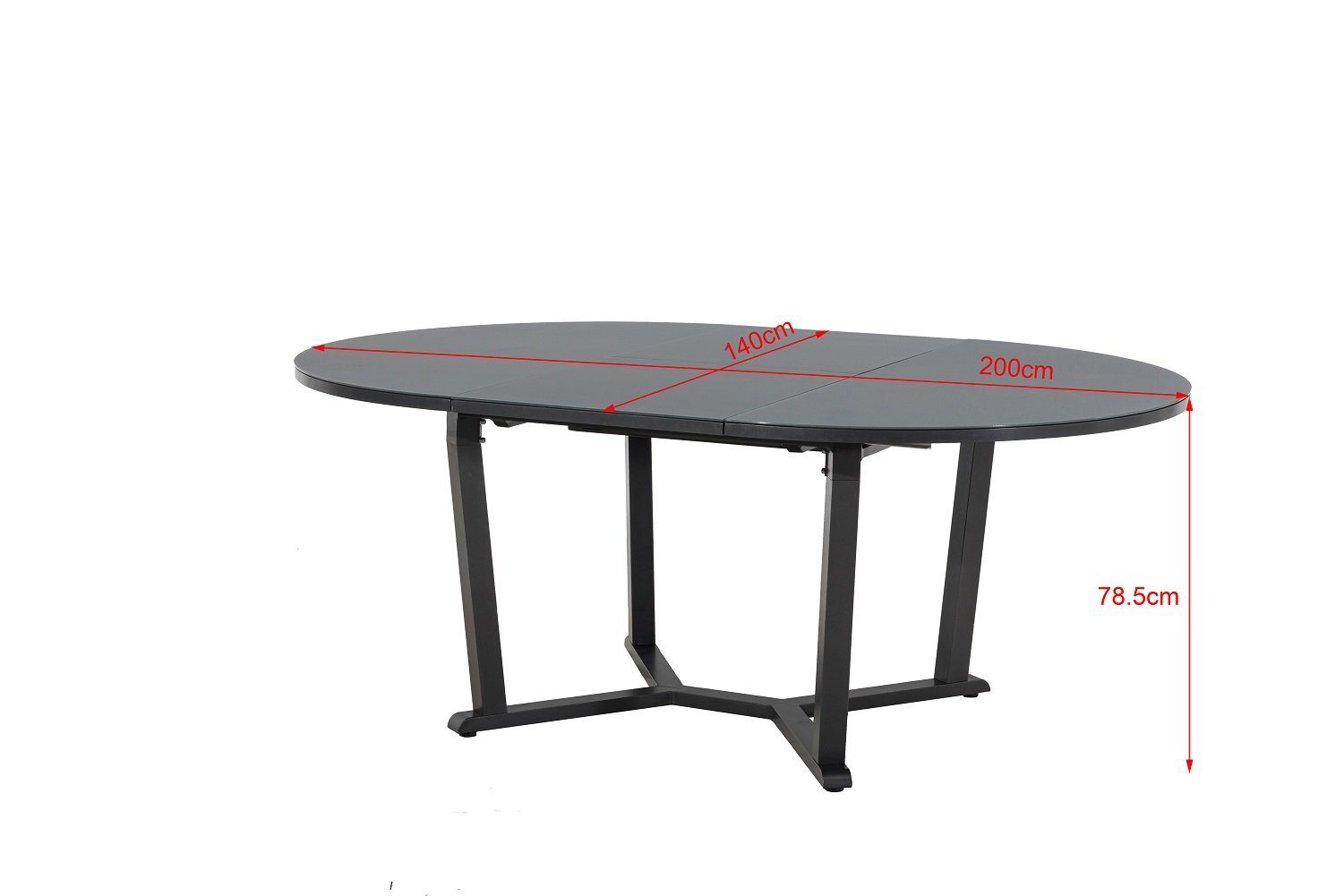 Gardissimo Gartentisch Orbis anthrazit, synchrone Auszugautomatik, 140/200x140 cm, rund oval (ausziehbar), Ausziehtisch