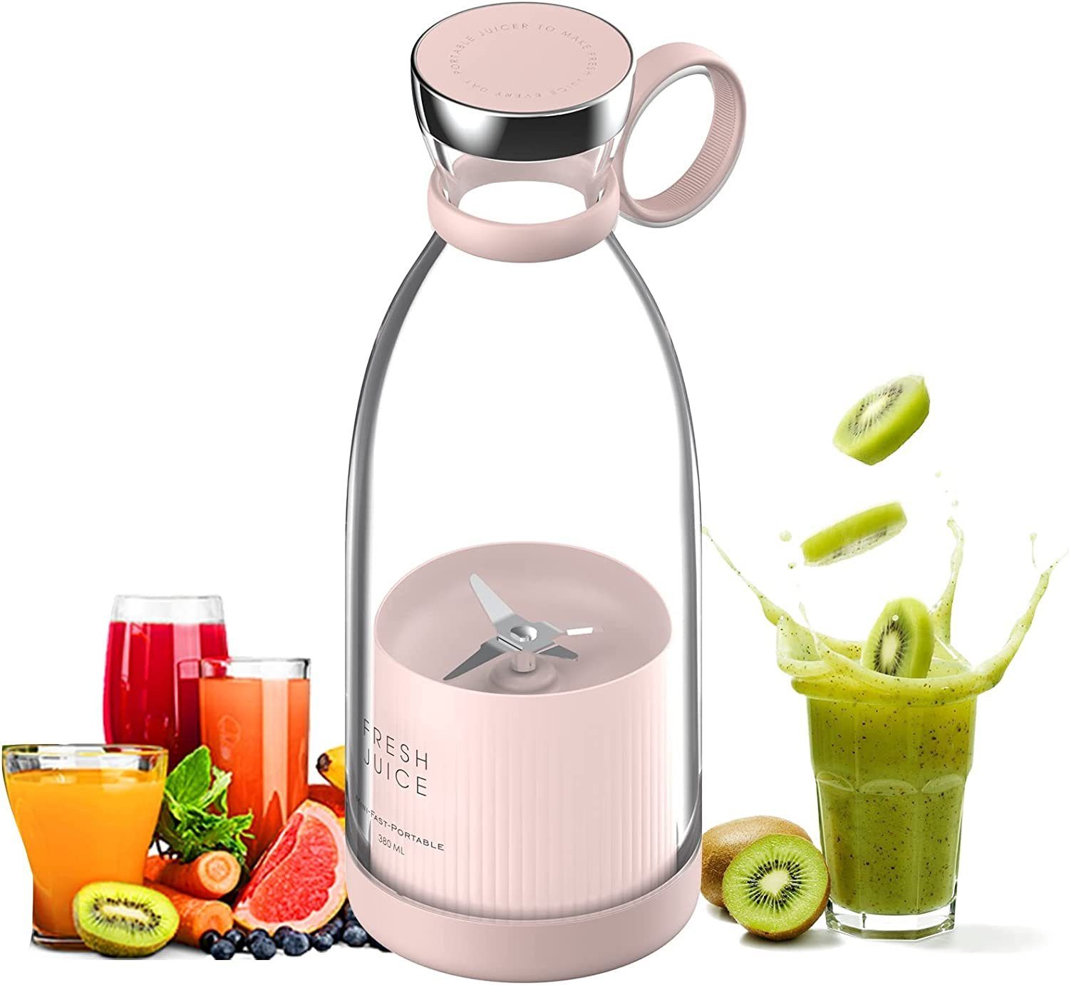 Aoucheni Smoothie-Maker Blender Smoothie Makers,350ml mit USB-Ladegerät