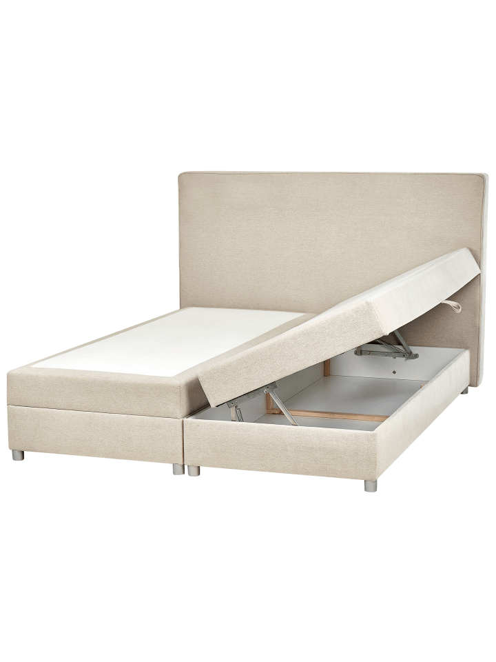 Beliani Boxspring Bett MINISTER in Beige/Silber - (W) 193 x (H) 115 x (L) 209 cm günstig kaufen onesize