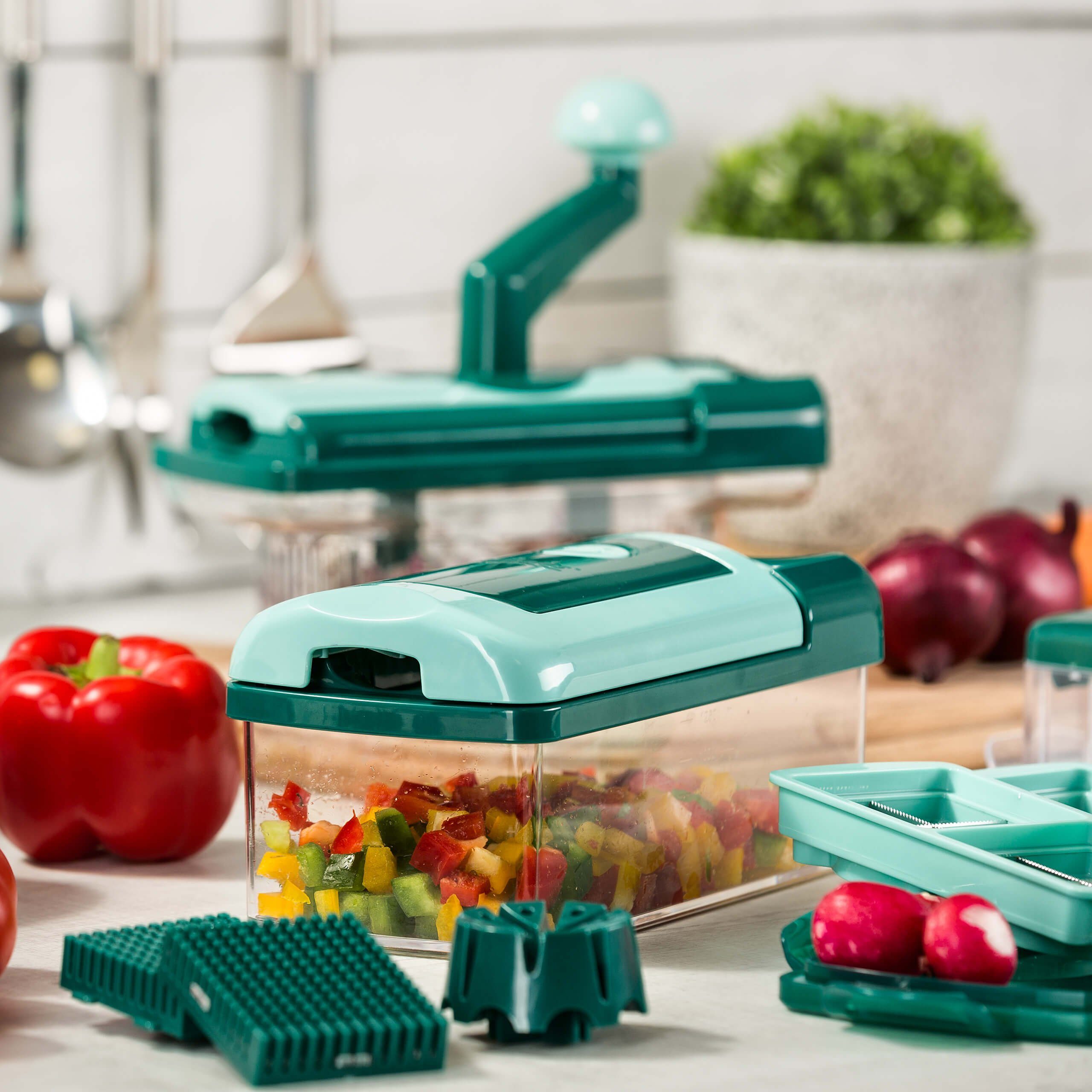 Genius Gemüseschneider Nicer Dicer Fusion smart, 23 Teile, Würfel, Stifte, Gemüsehobel mit 1250ml Fassungsvolumen