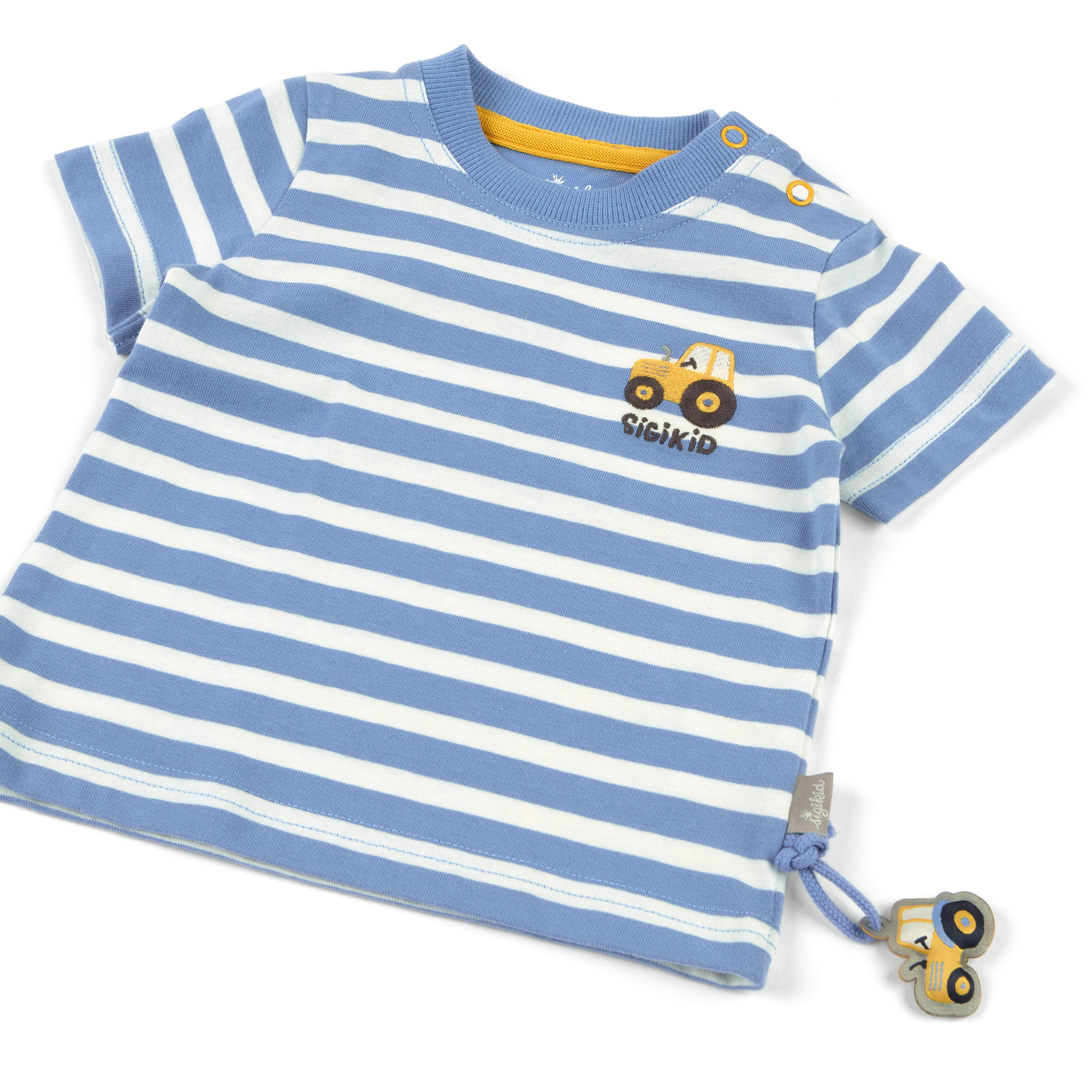 Baby Ringel T-Shirt Traktor, blau-weiß