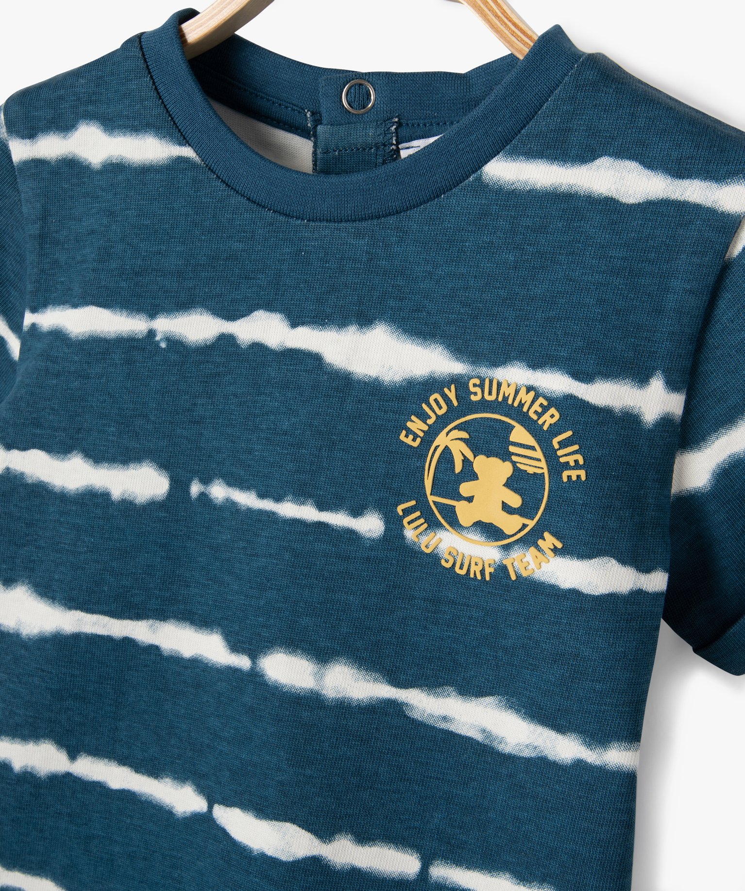 Tee-shirt bébé Garçon rayé avec manches courtes à rever... bleu | GEMO