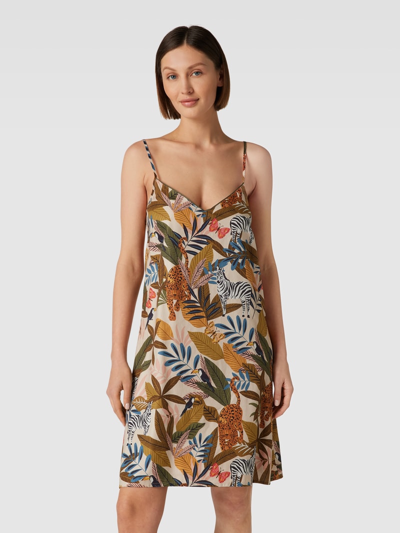 Nachthemd mit Allover-Muster Modell 'Savannah' in khaki