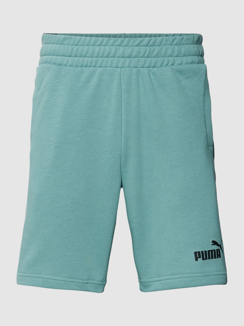 Sweatshorts mit Label-Print in petrol