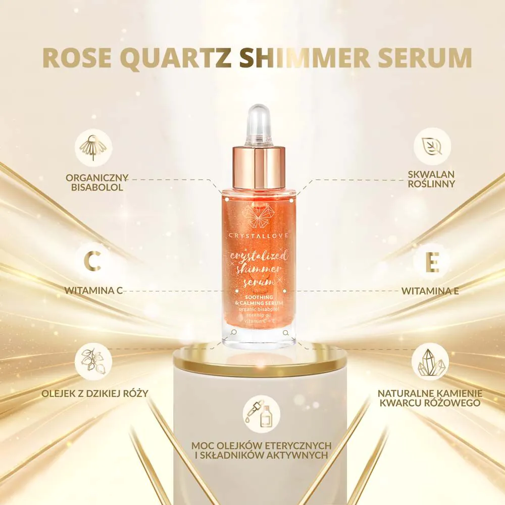 Crystallove serum za lice od ružičastog kvarca + ploča za masažu Gua Sha