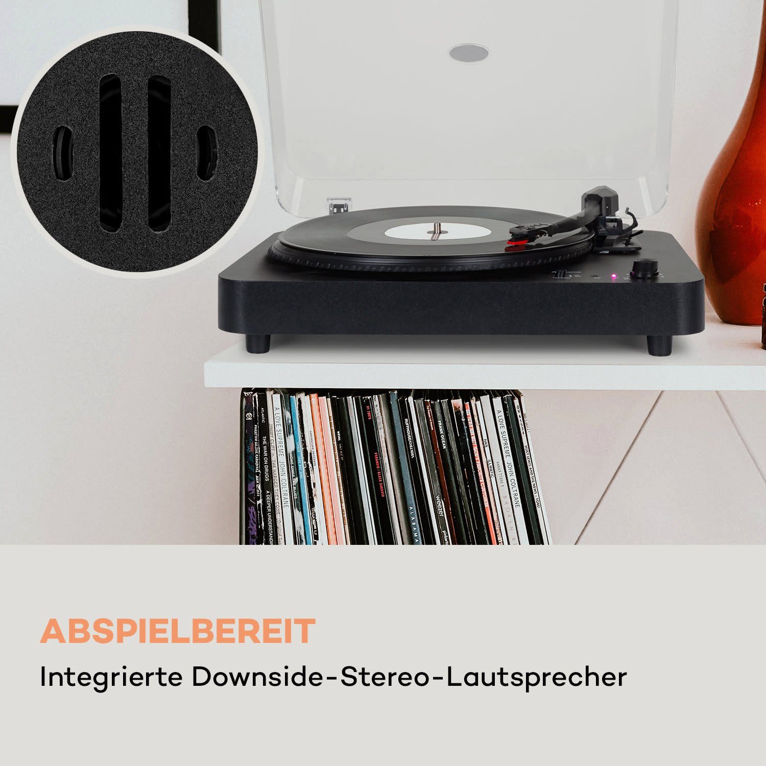 Auna TT-Classic Light Plattenspieler (Riemenantrieb, Bluetooth, Schallplattenspieler mit Lautsprecher Vinyl Plattenspieler)