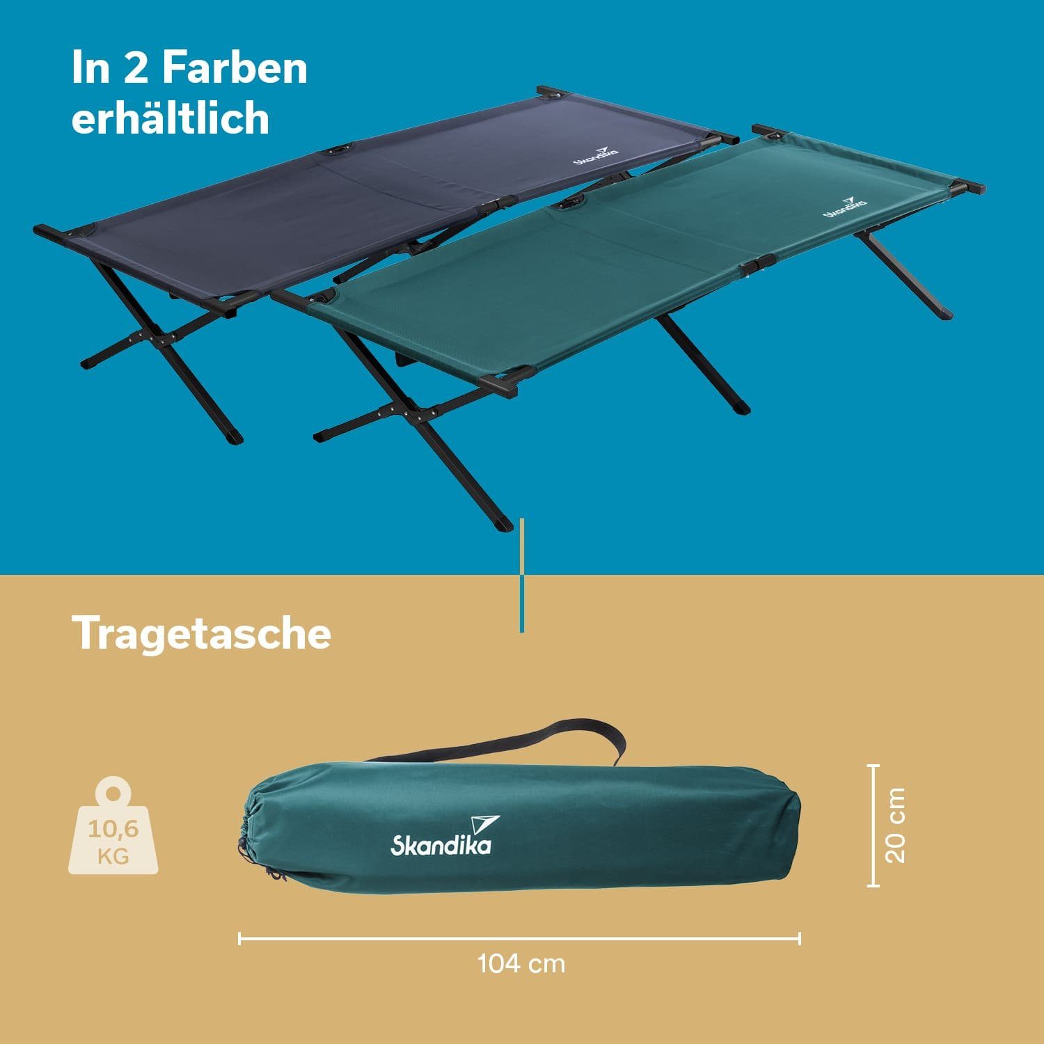 Skandika Feldbett Mutenia Klappbare Sonnenliege mit Organizer-Tasche, max. 200 kg, Outdoor