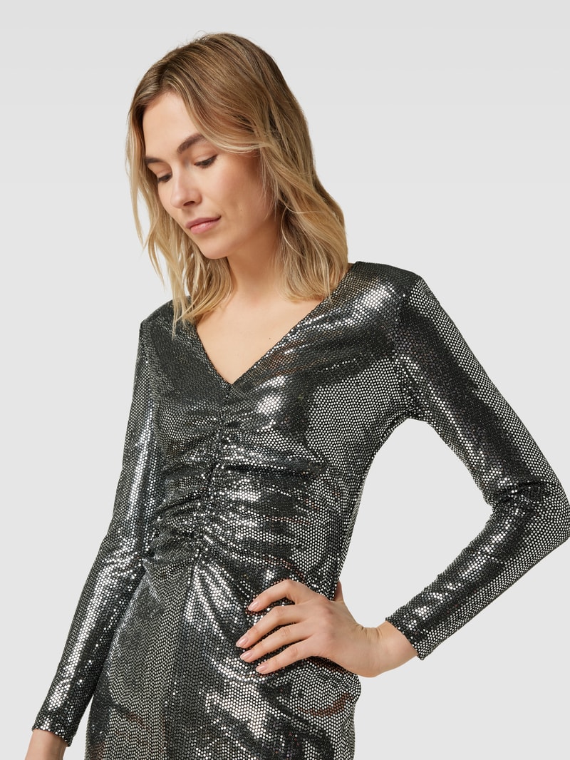 Minikleid mit Allover-Paillettenbesatz Modell 'XVANE' in silber