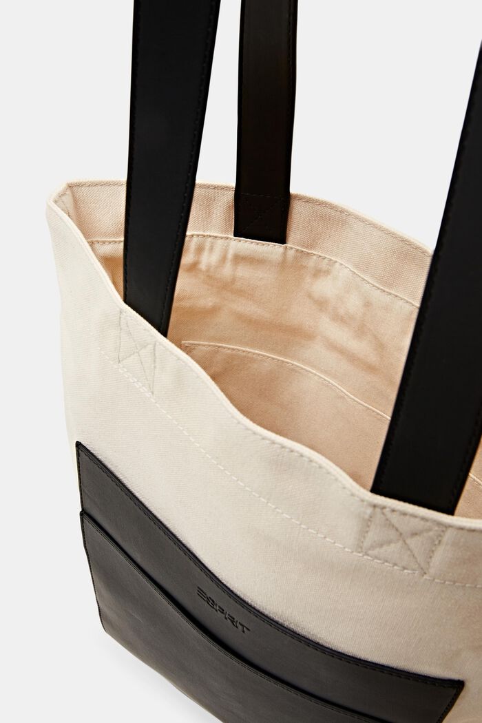 Tote aus Baumwollcanvas mit Details in Lederoptik